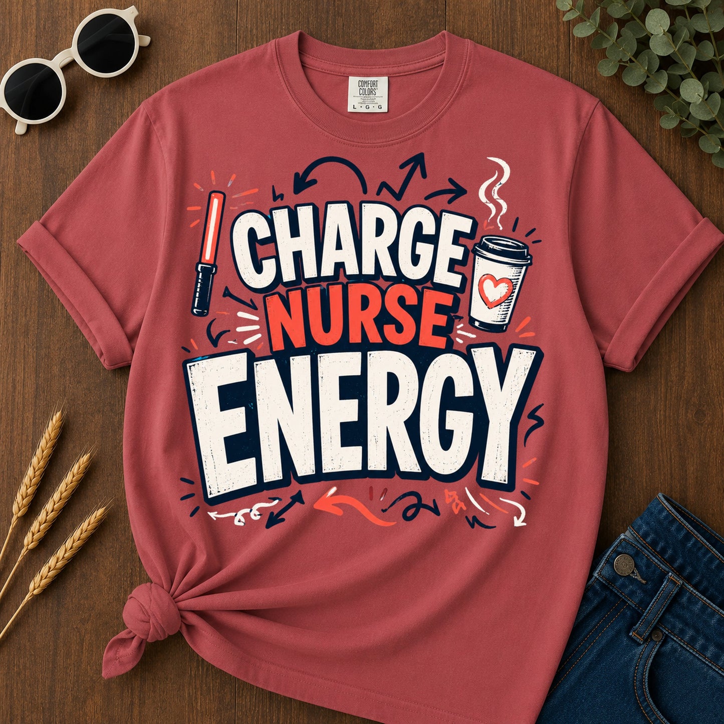 Charge Nurse Energy T-Shirt - Crimson