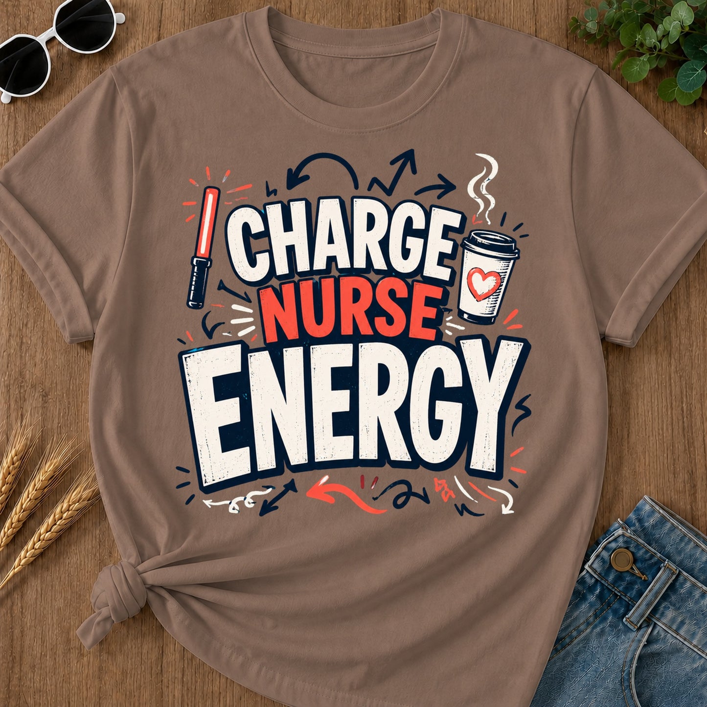 Charge Nurse Energy T-Shirt - Espresso