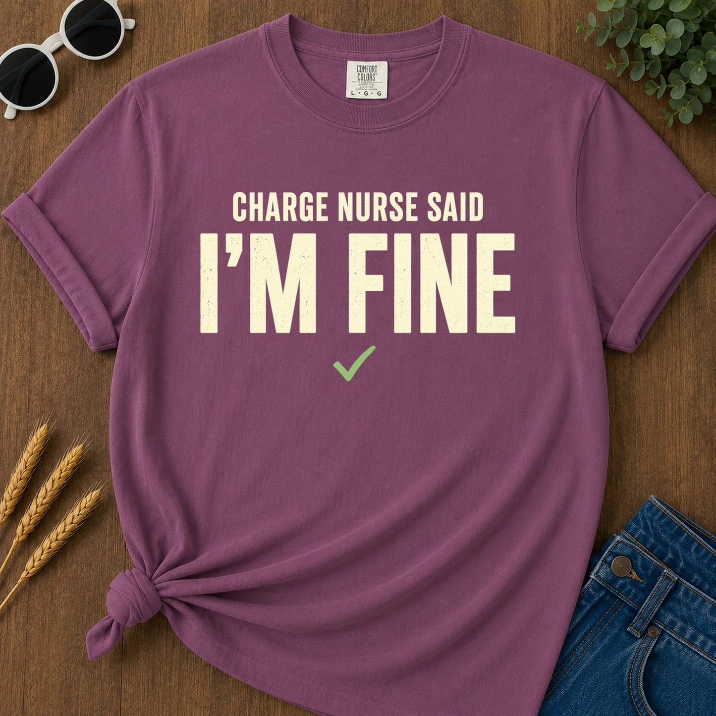 Charge Nurse Fine T-Shirt - Berry