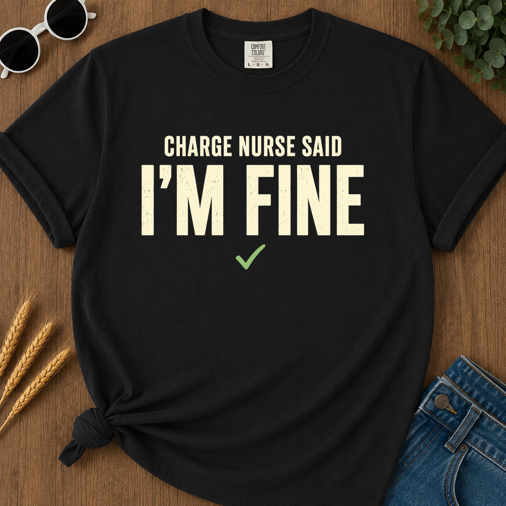Charge Nurse Fine T-Shirt - Black