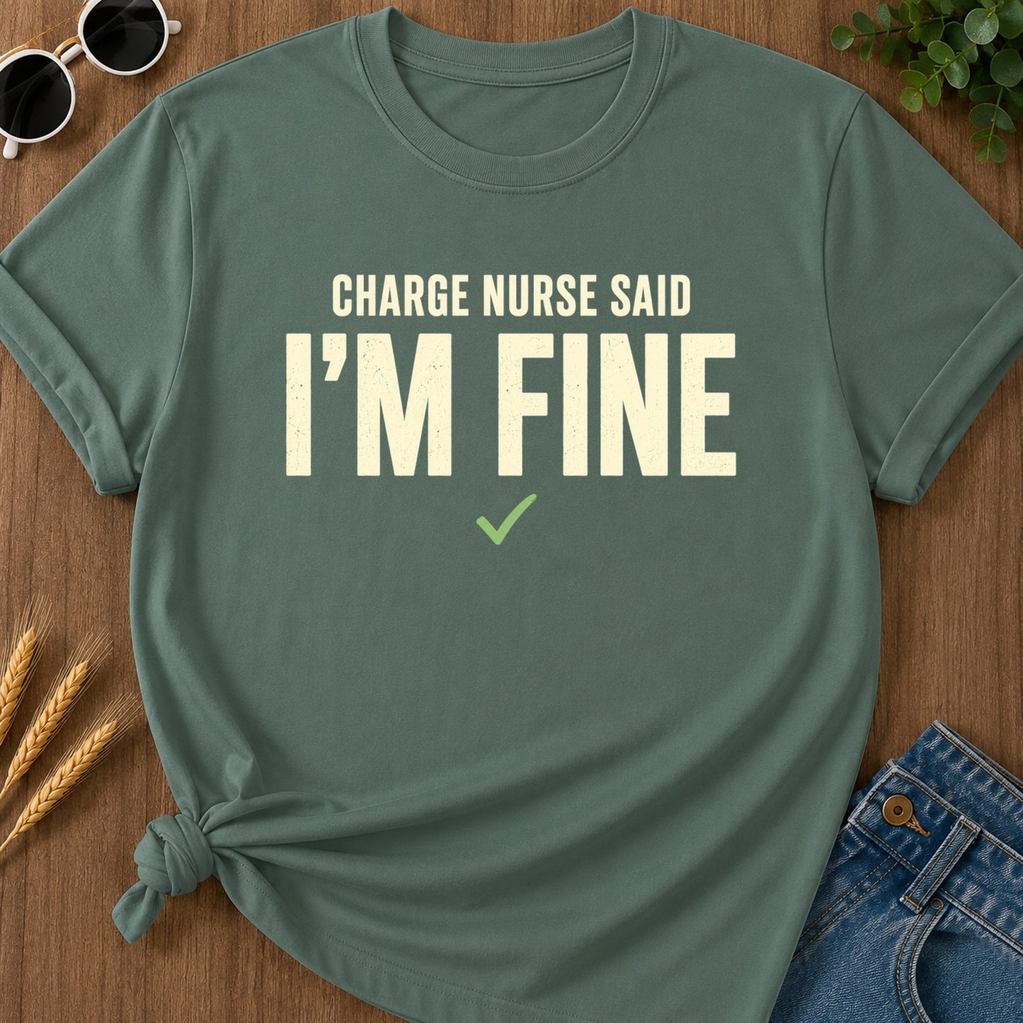 Charge Nurse Fine T-Shirt - Blue Spruce