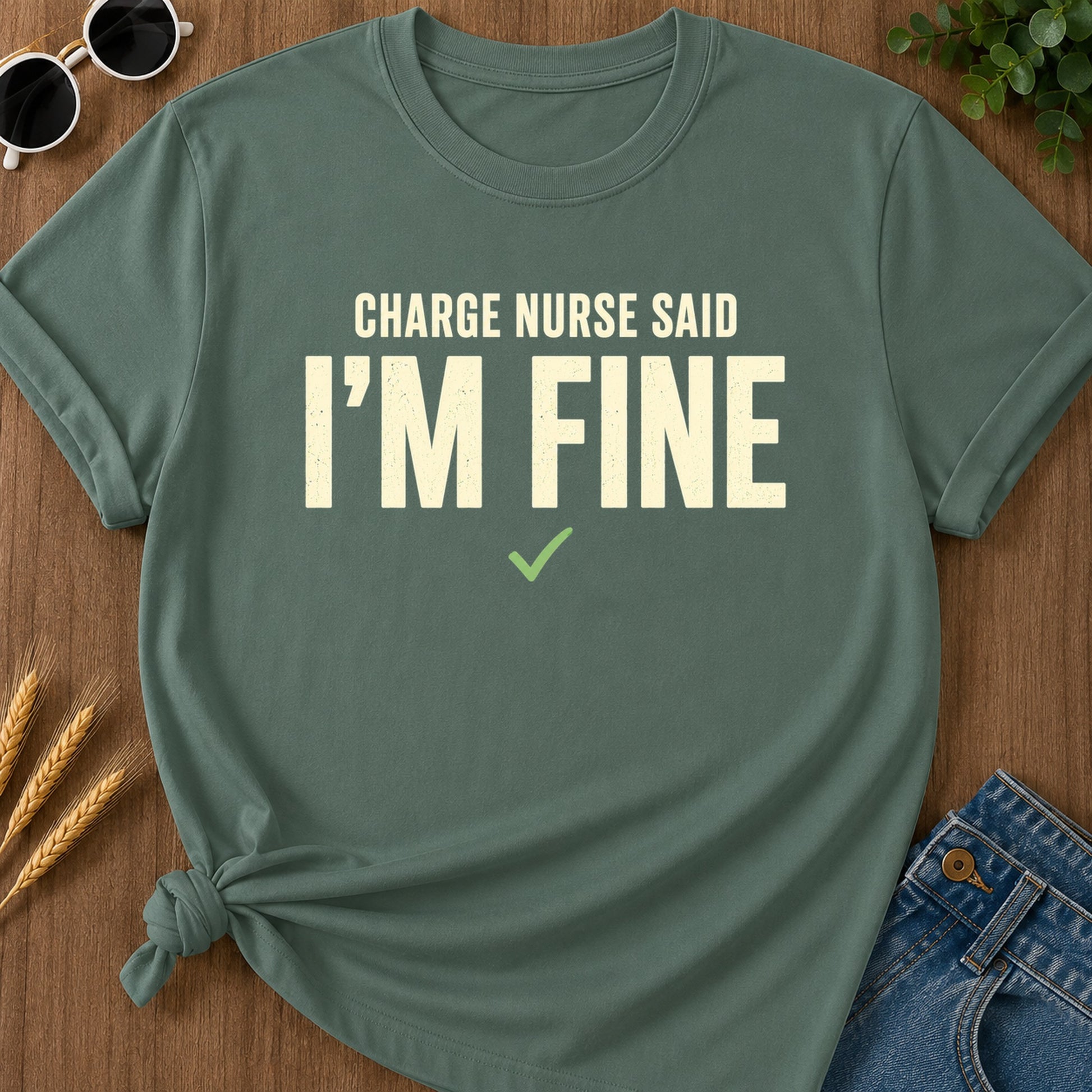 Charge Nurse Fine T-Shirt - Blue Spruce