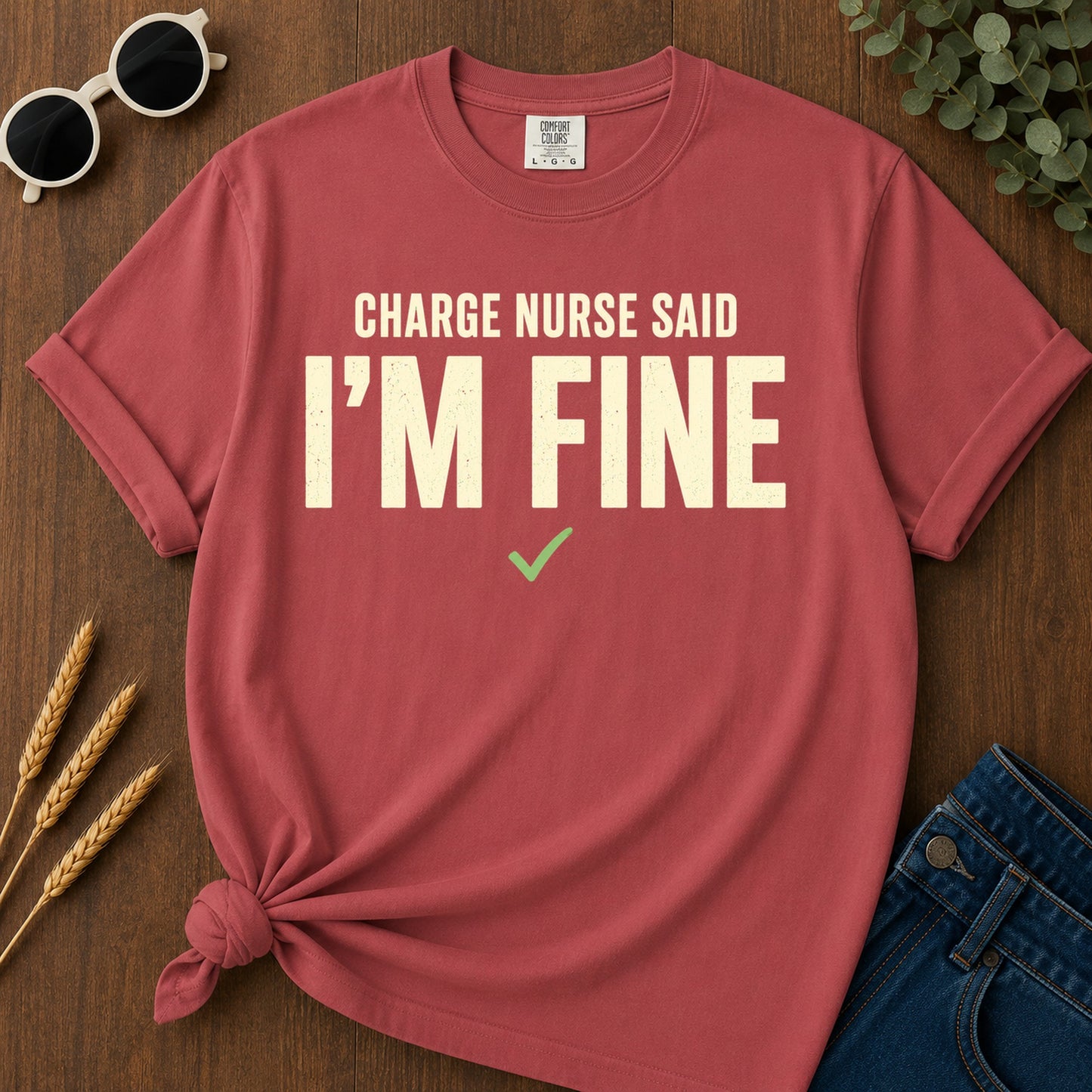 Charge Nurse Fine T-Shirt - Crimson