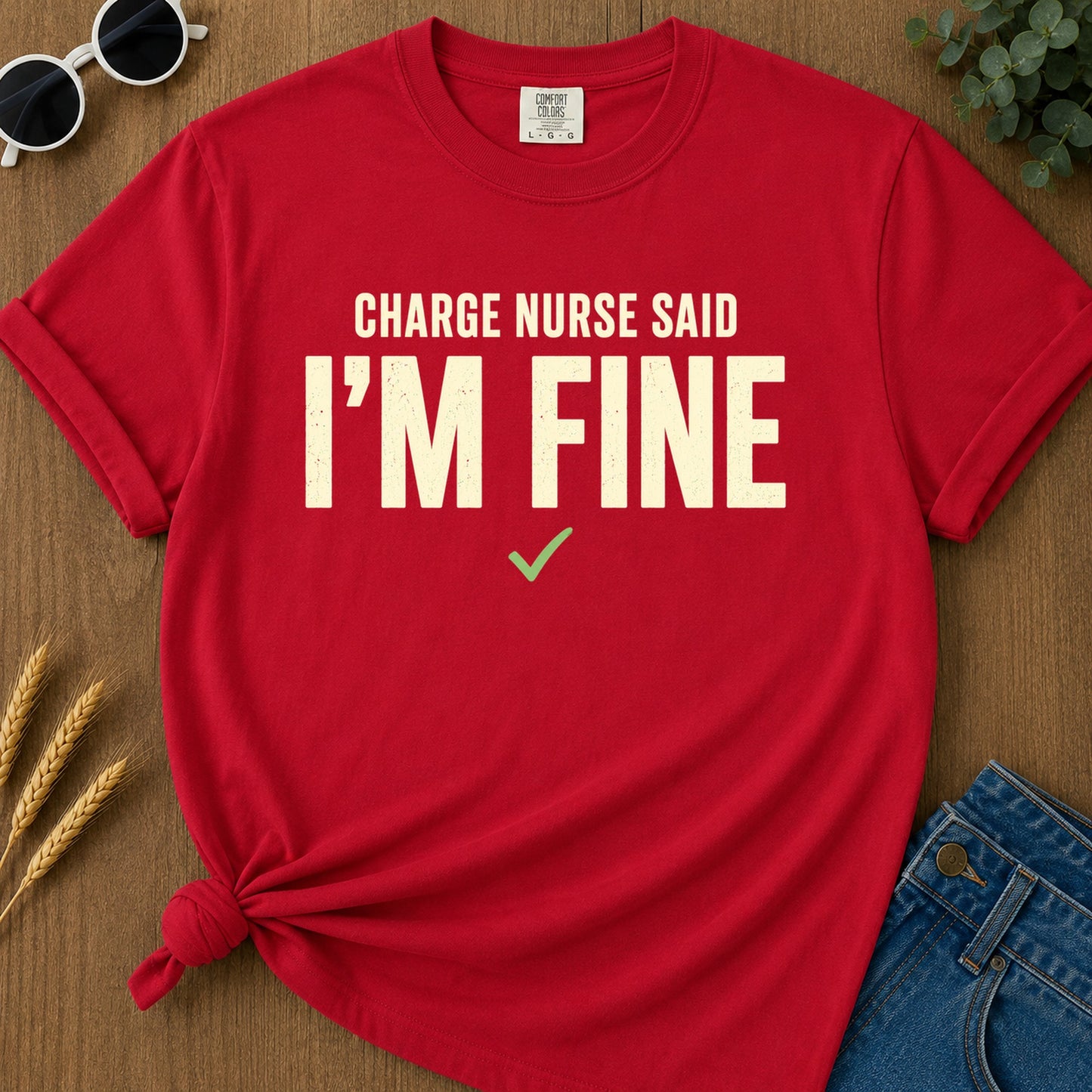 Charge Nurse Fine T-Shirt - Red