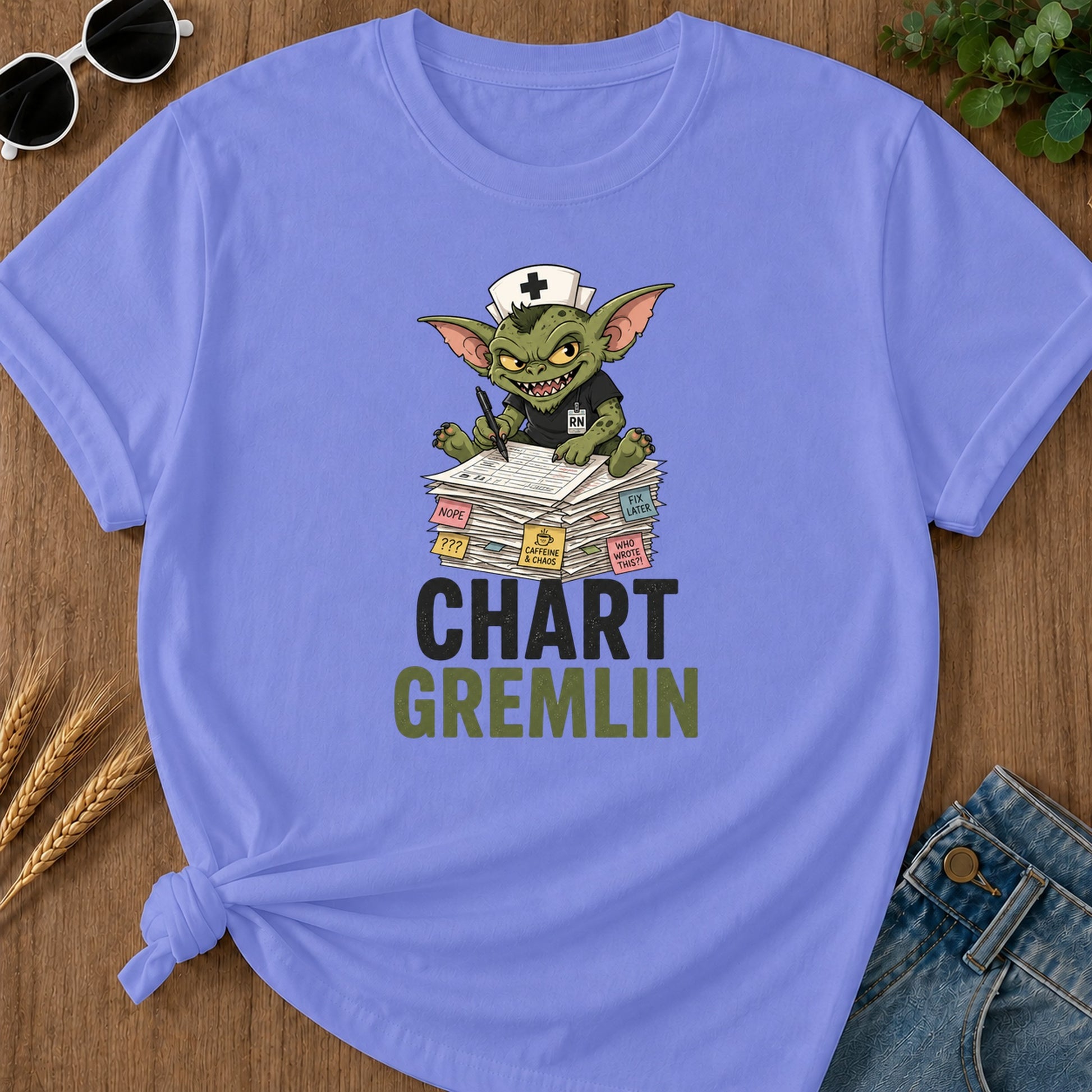 Chart Gremlin T-Shirt - Flo Blue