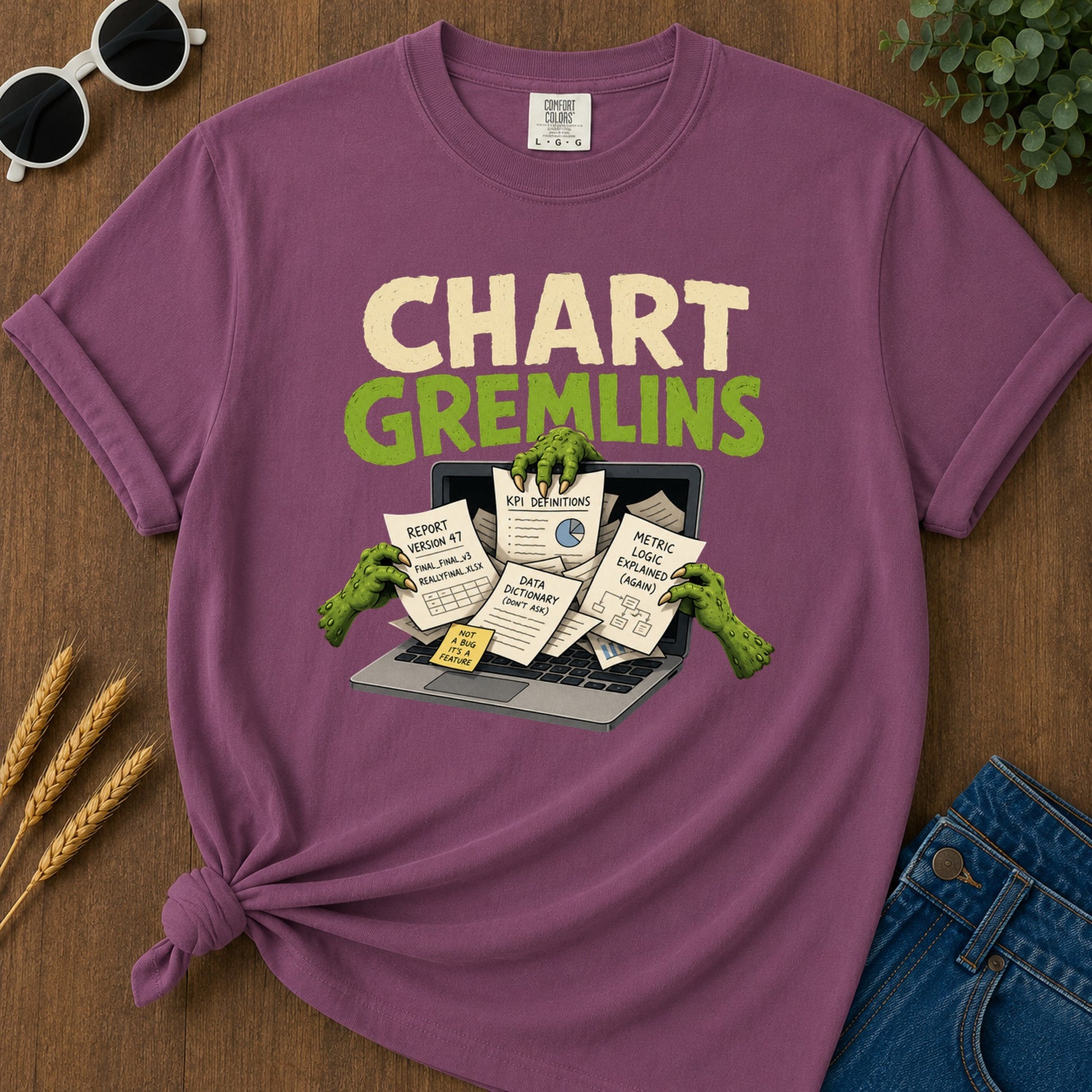Chart Gremlins T-Shirt - Berry