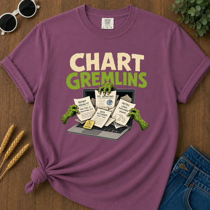Chart Gremlins T-Shirt - Berry