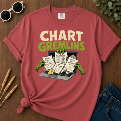 Chart Gremlins T-Shirt - Crimson