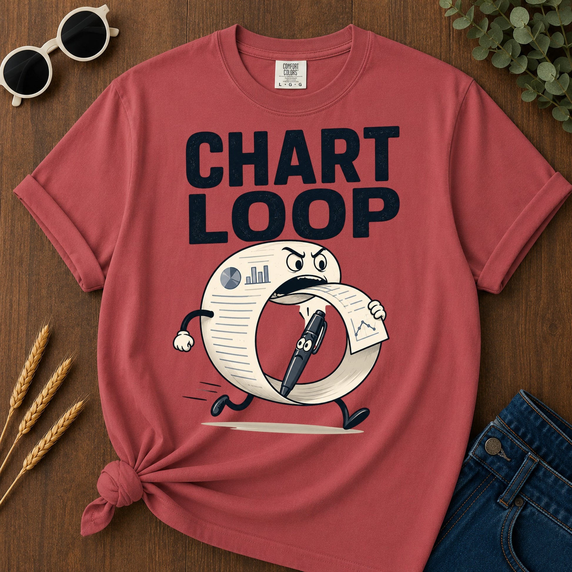 Chart Loop T-Shirt - Crimson