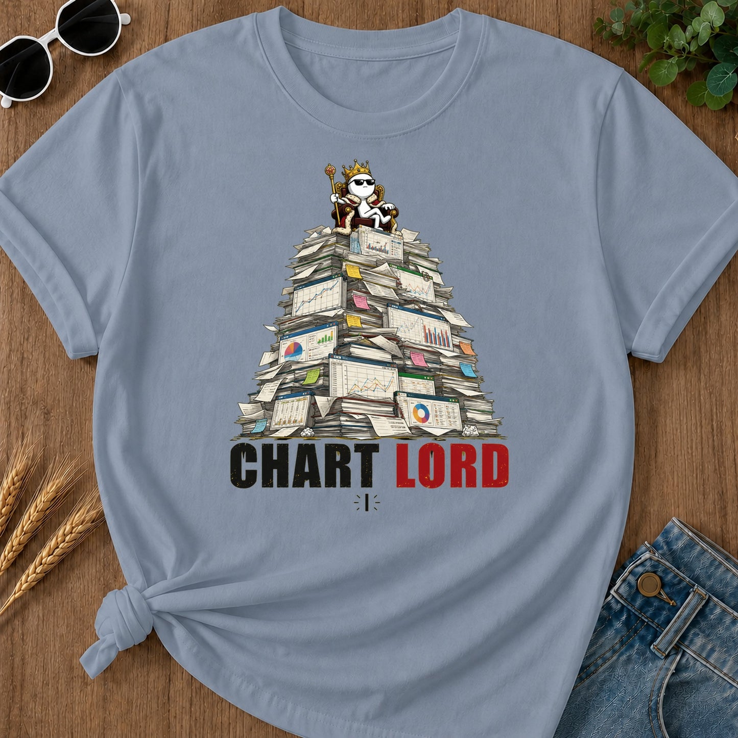 Chart Lord T-Shirt - Blue Jean