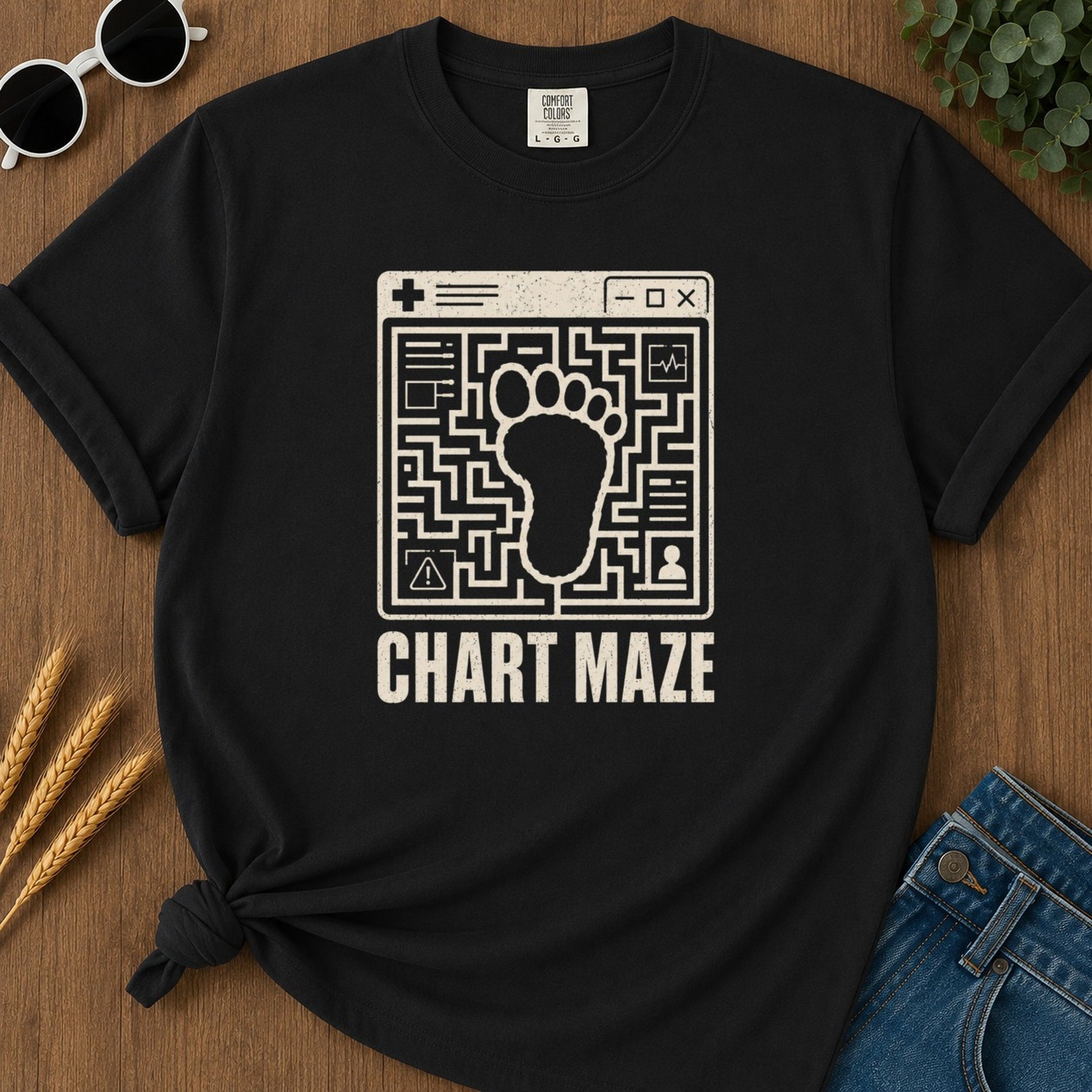 Chart Maze T-shirt - Black Mockup