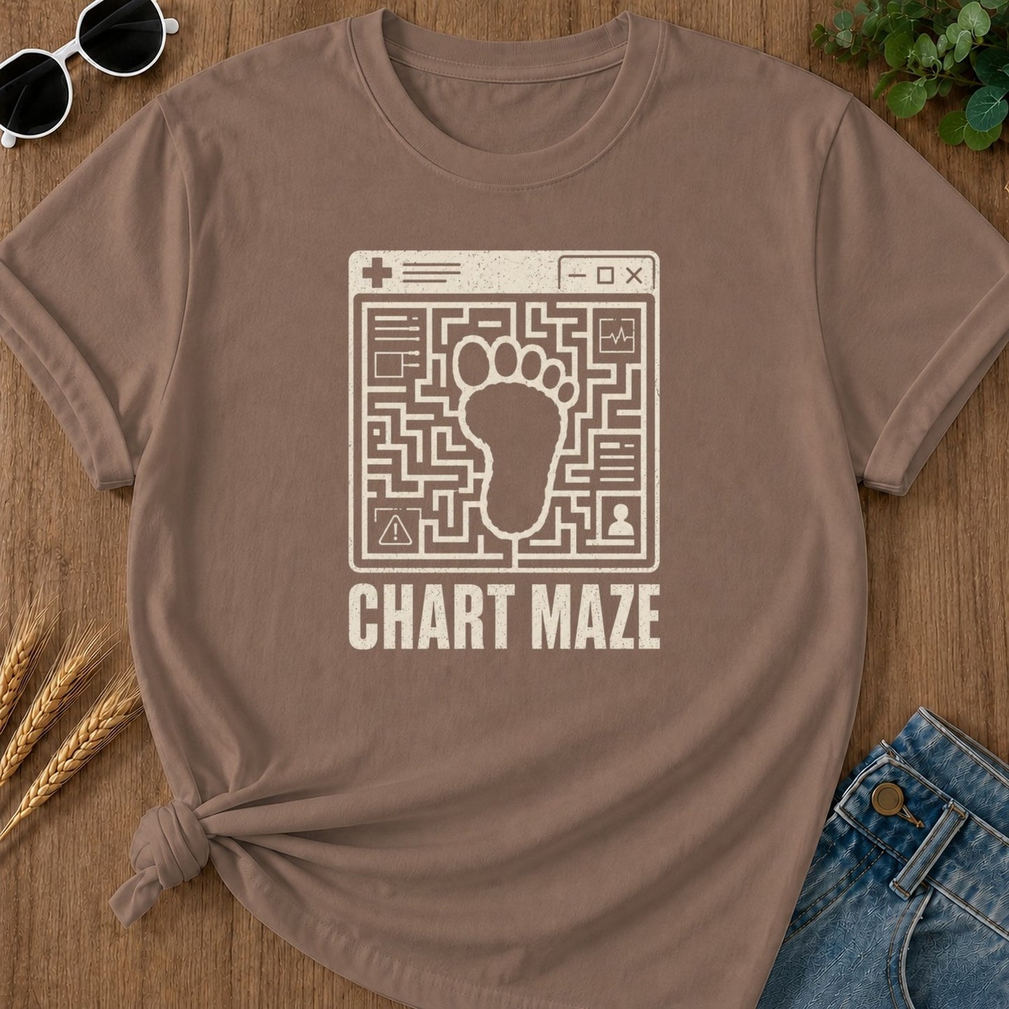 Chart Maze T-shirt - Espresso Mockup