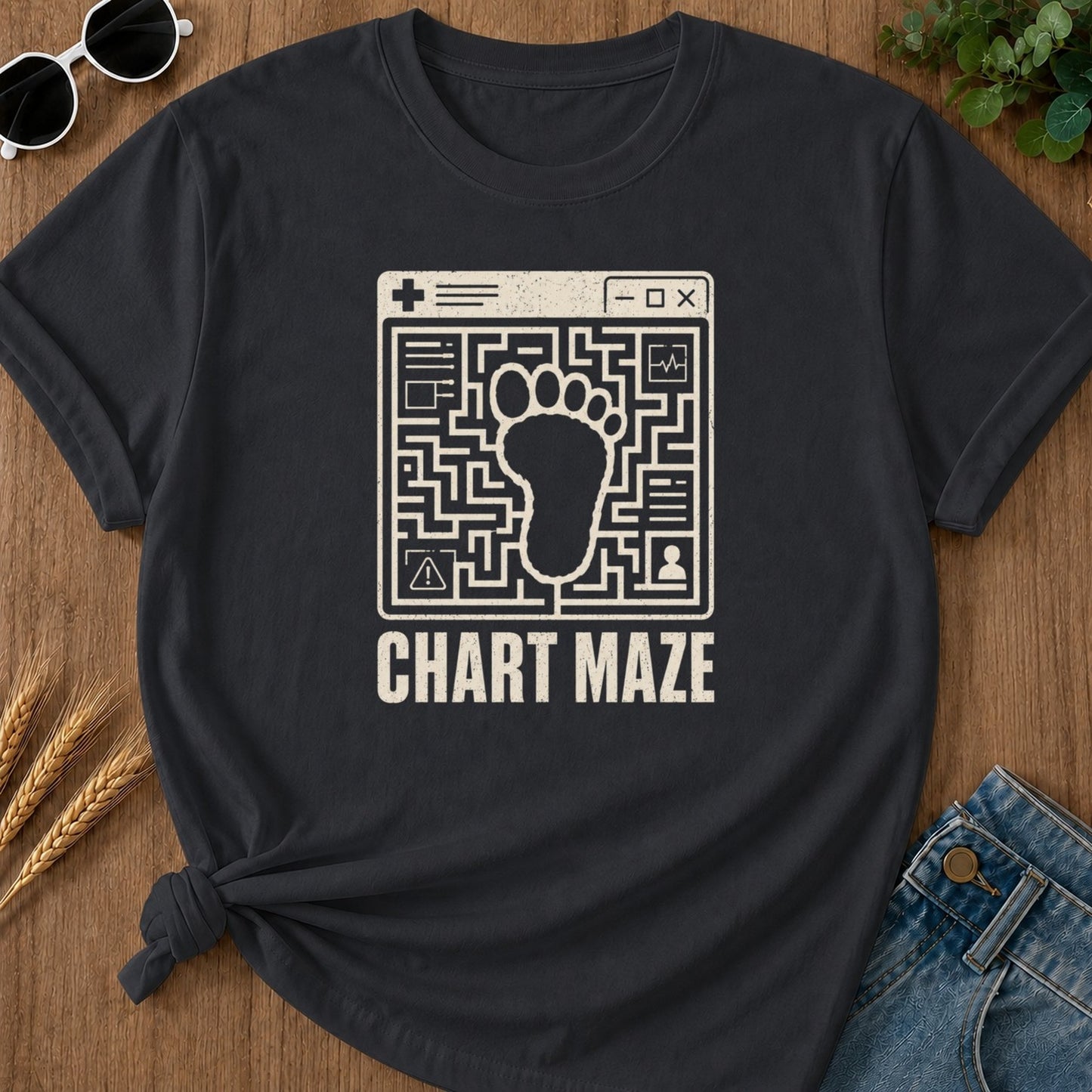 Chart Maze T-shirt - Graphite Mockup