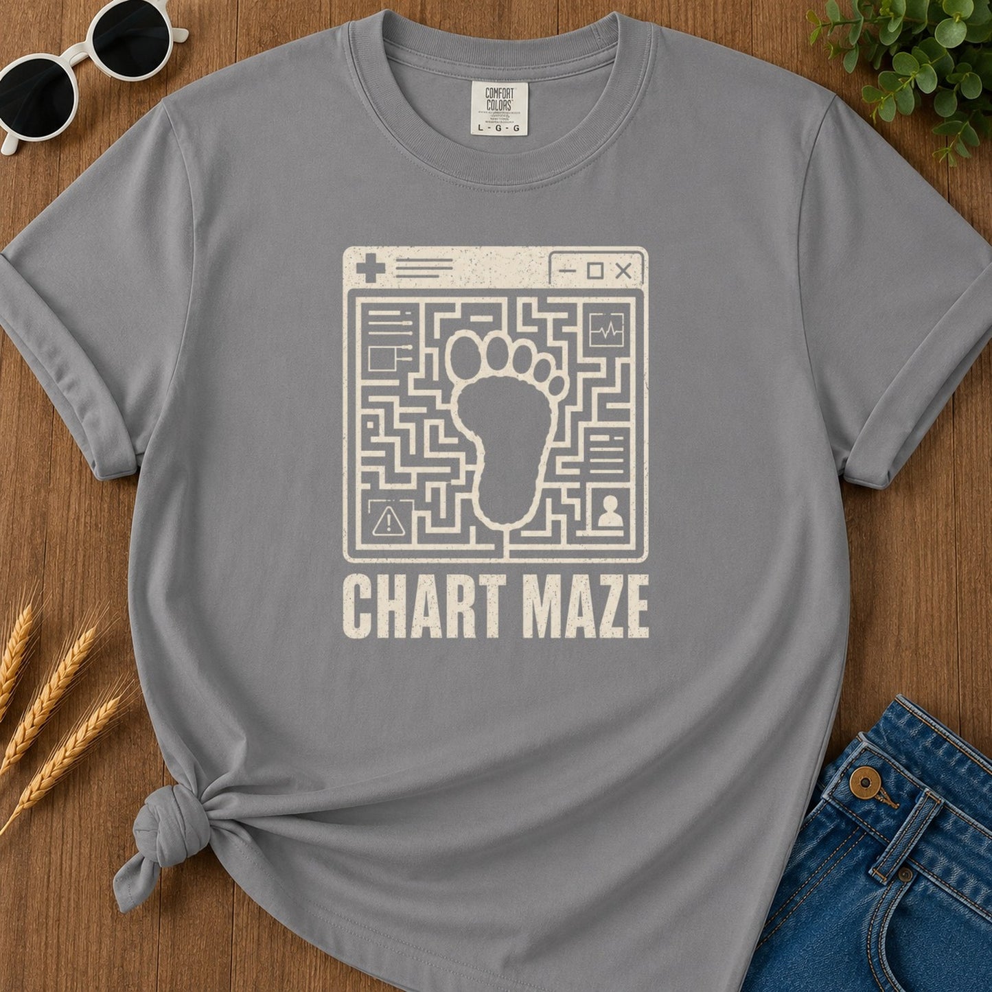 Chart Maze T-shirt - Grey Mockup