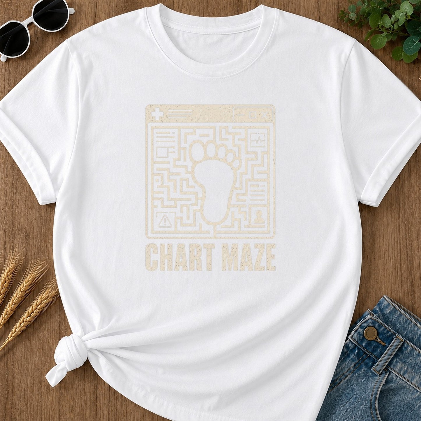 Chart Maze T-shirt - White Mockup
