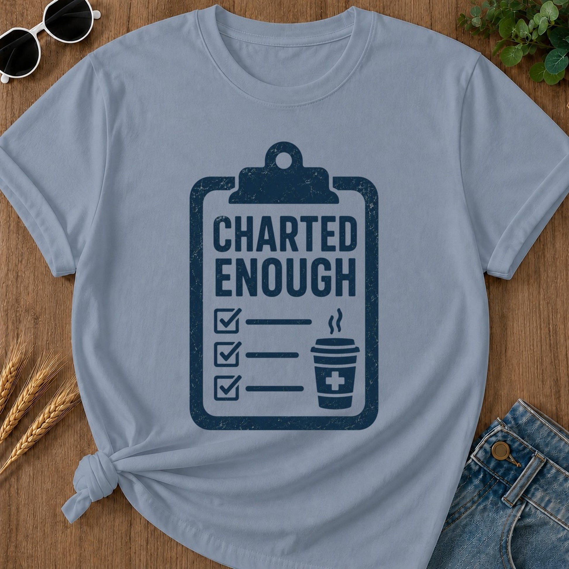 Charted Enough T-shirt - Blue Jean Mockup