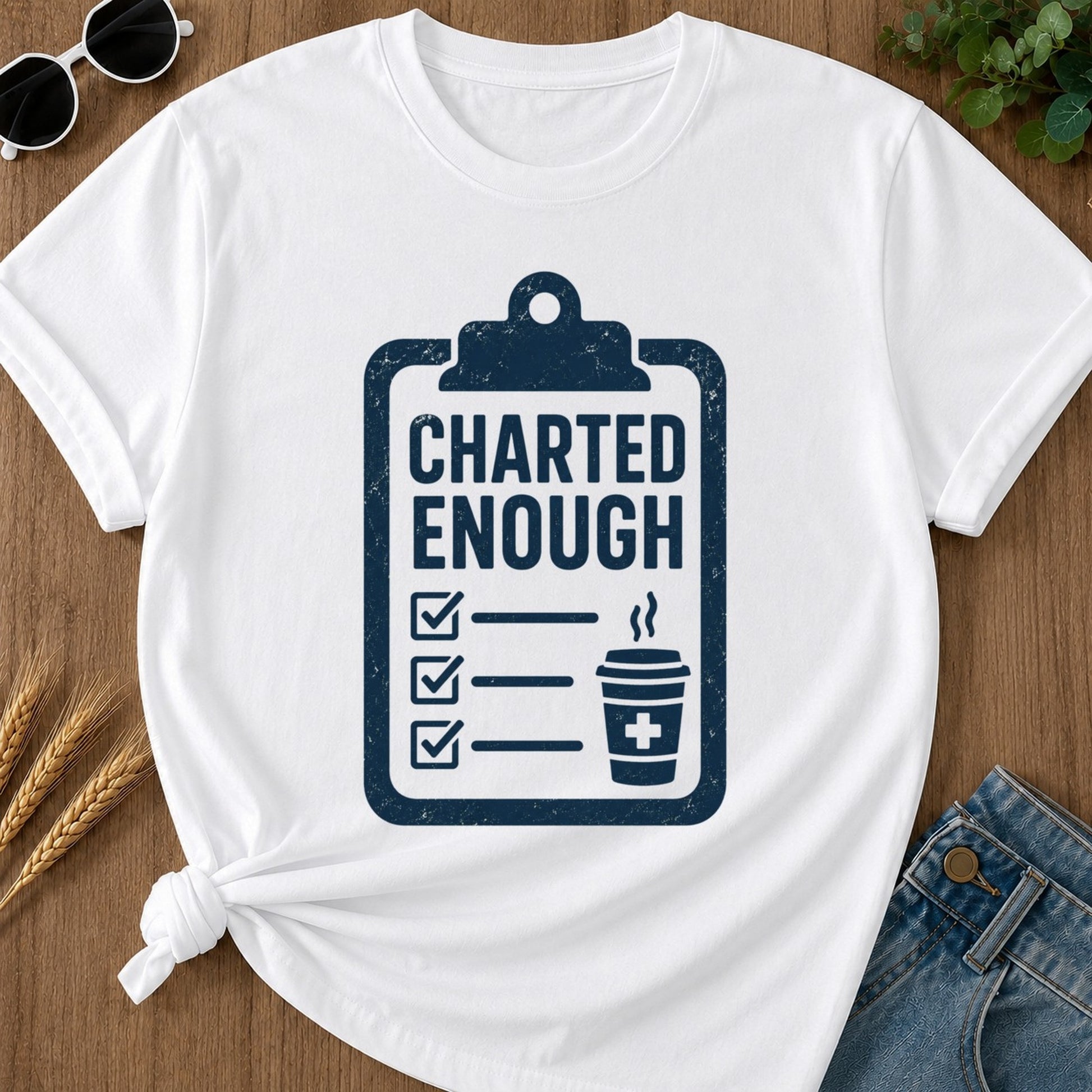 Charted Enough T-shirt - White Mockup