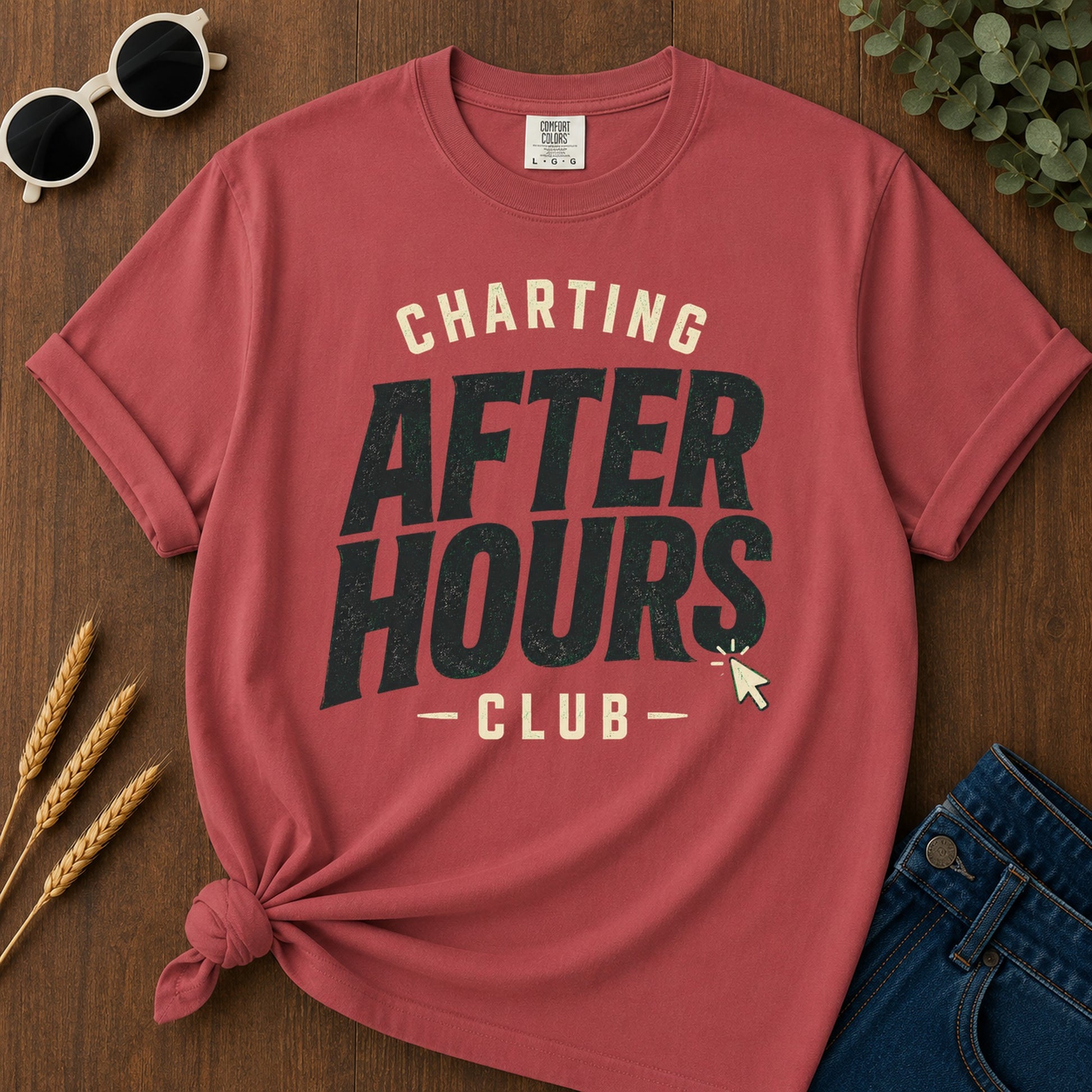 Charting After Hours Club T-Shirt - Crimson