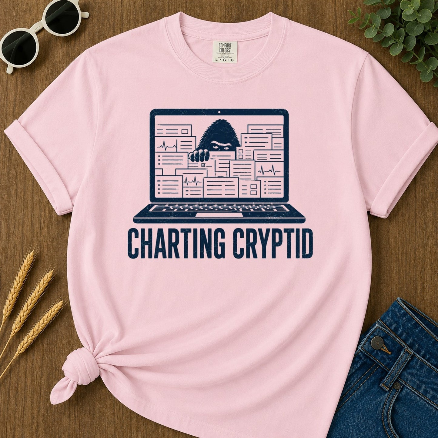Charting Cryptid T-shirt - Blossom Mockup