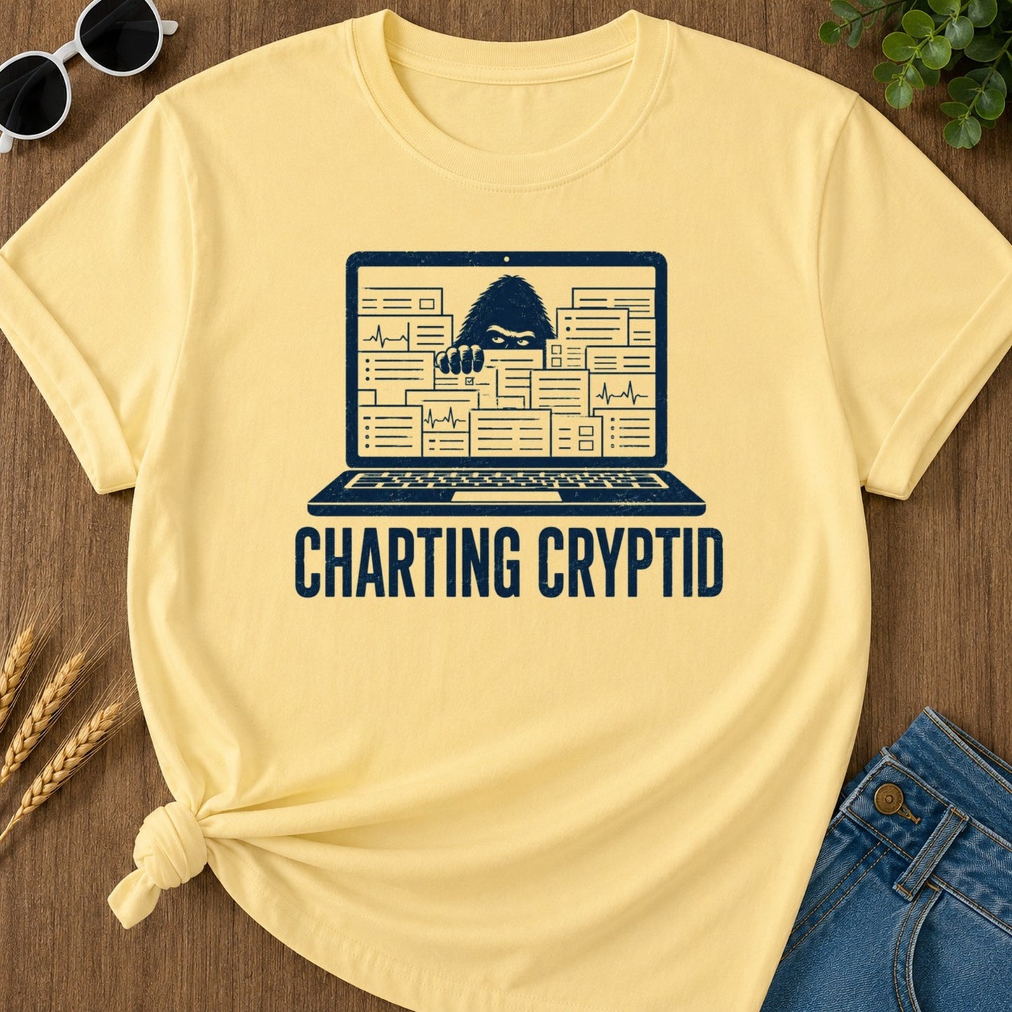Charting Cryptid T-shirt - Butter Mockup