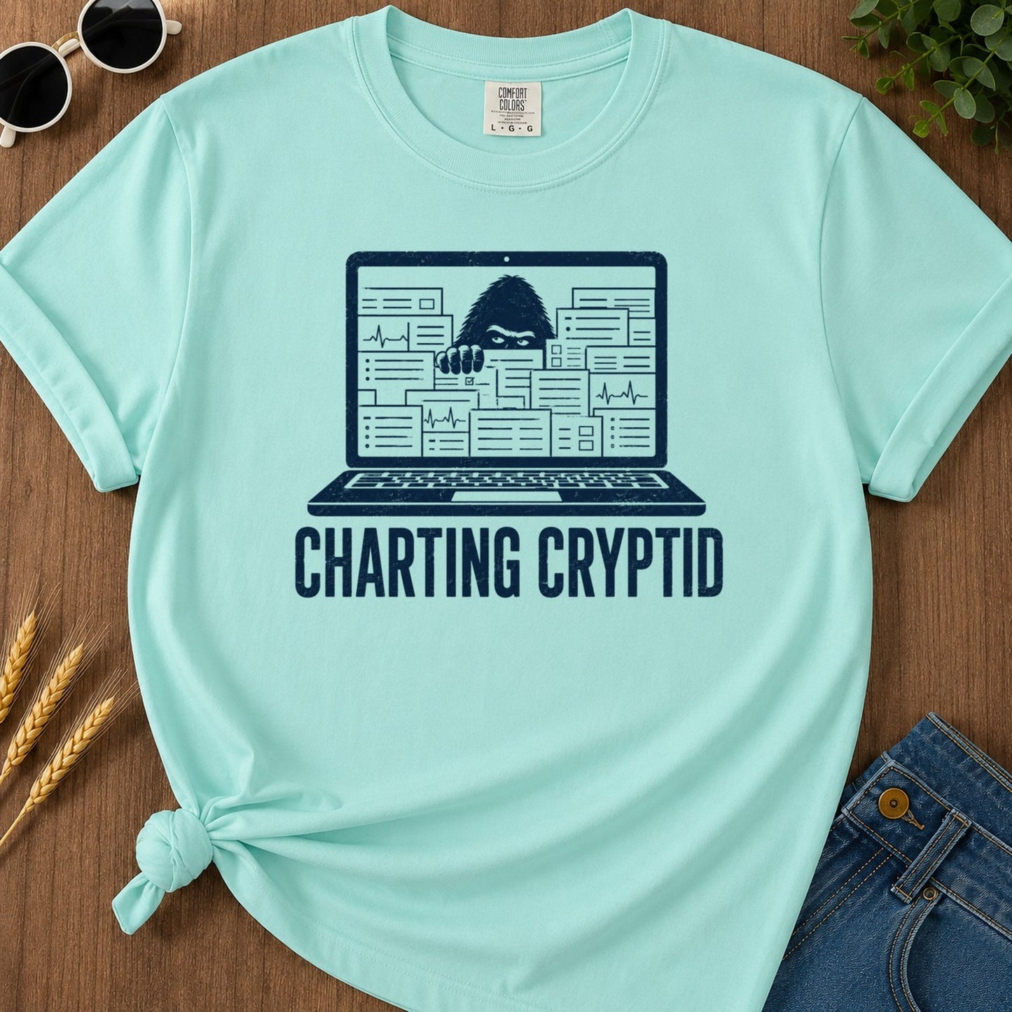Charting Cryptid T-shirt - Chalky Mint Mockup