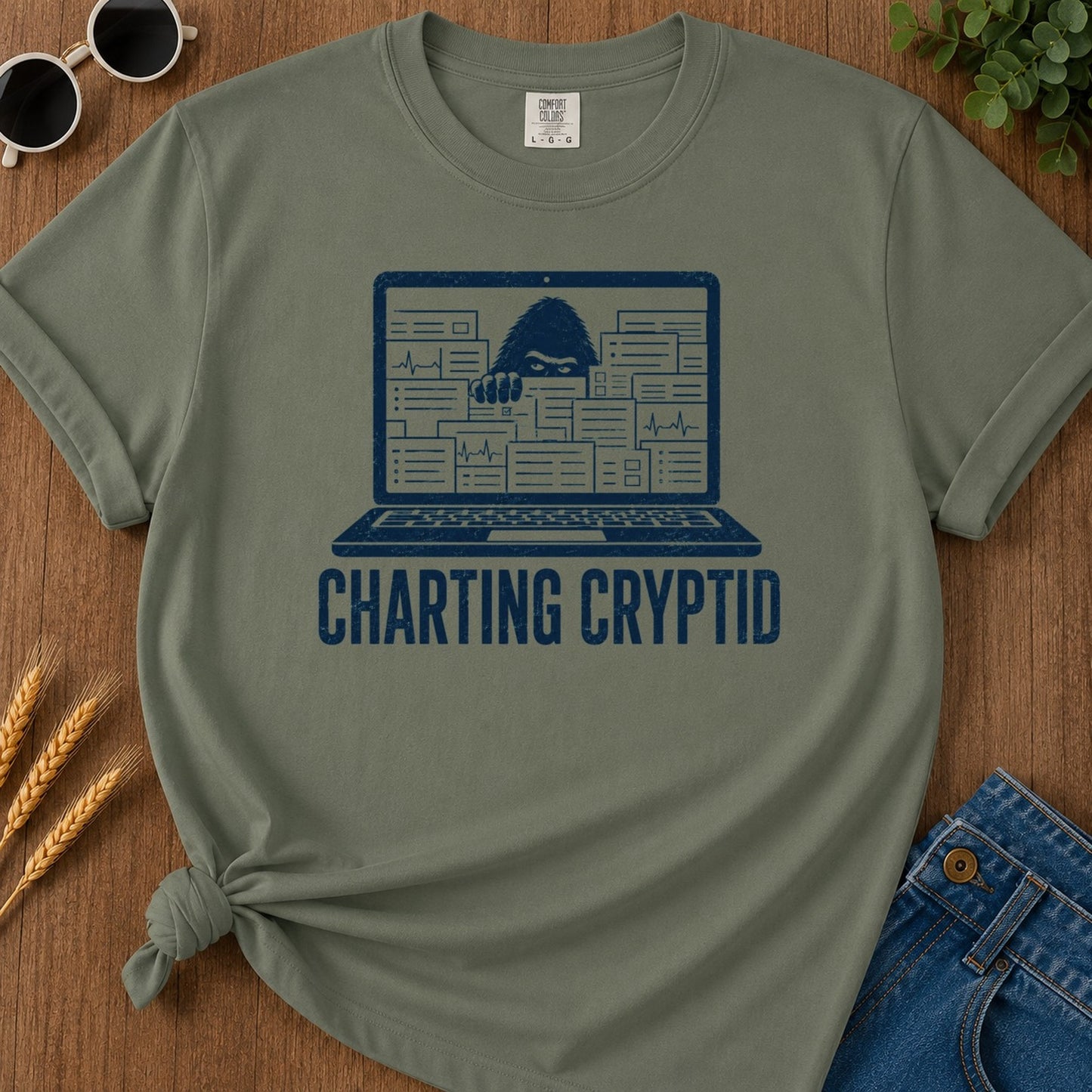 Charting Cryptid T-shirt - Moss Mockup