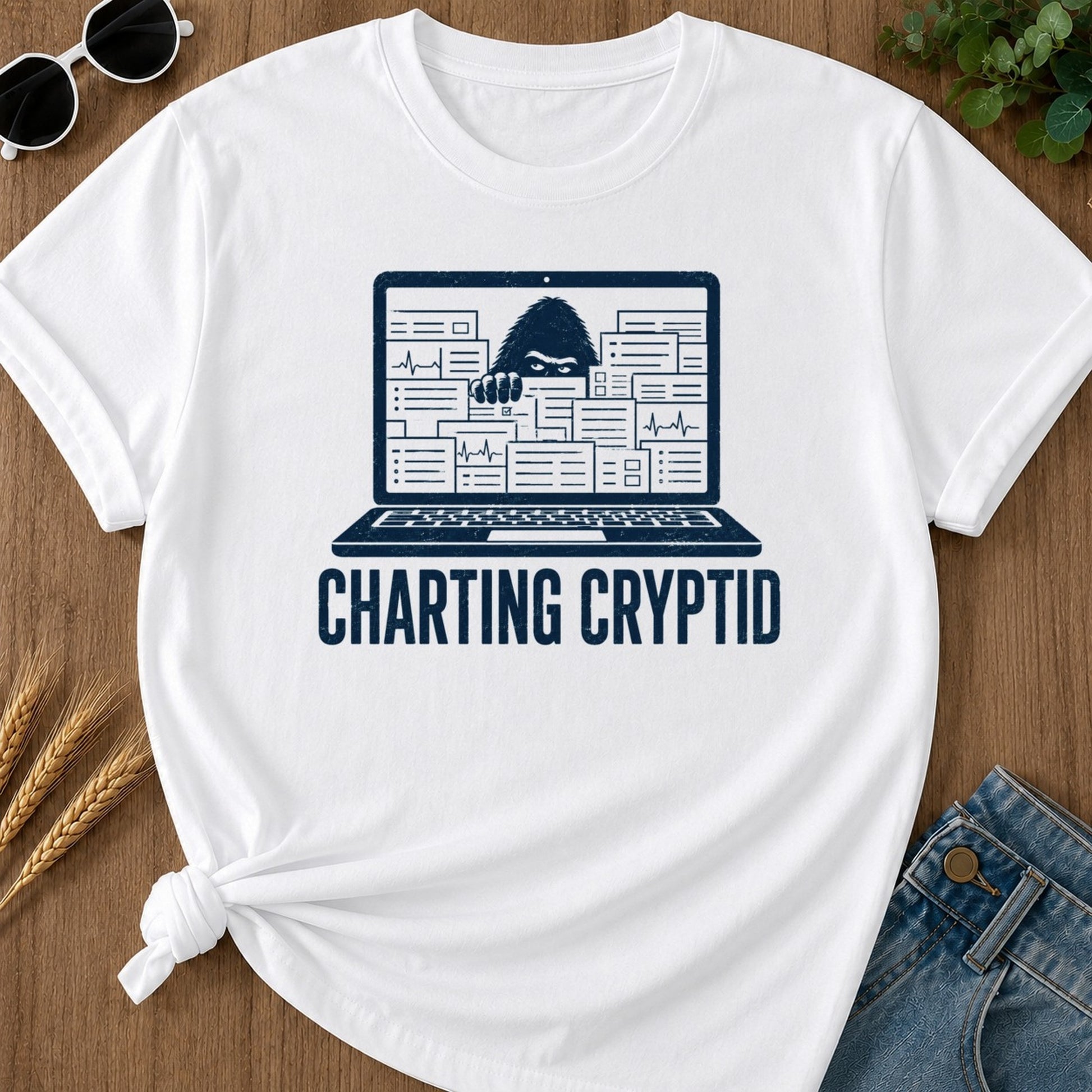 Charting Cryptid T-shirt - White Mockup