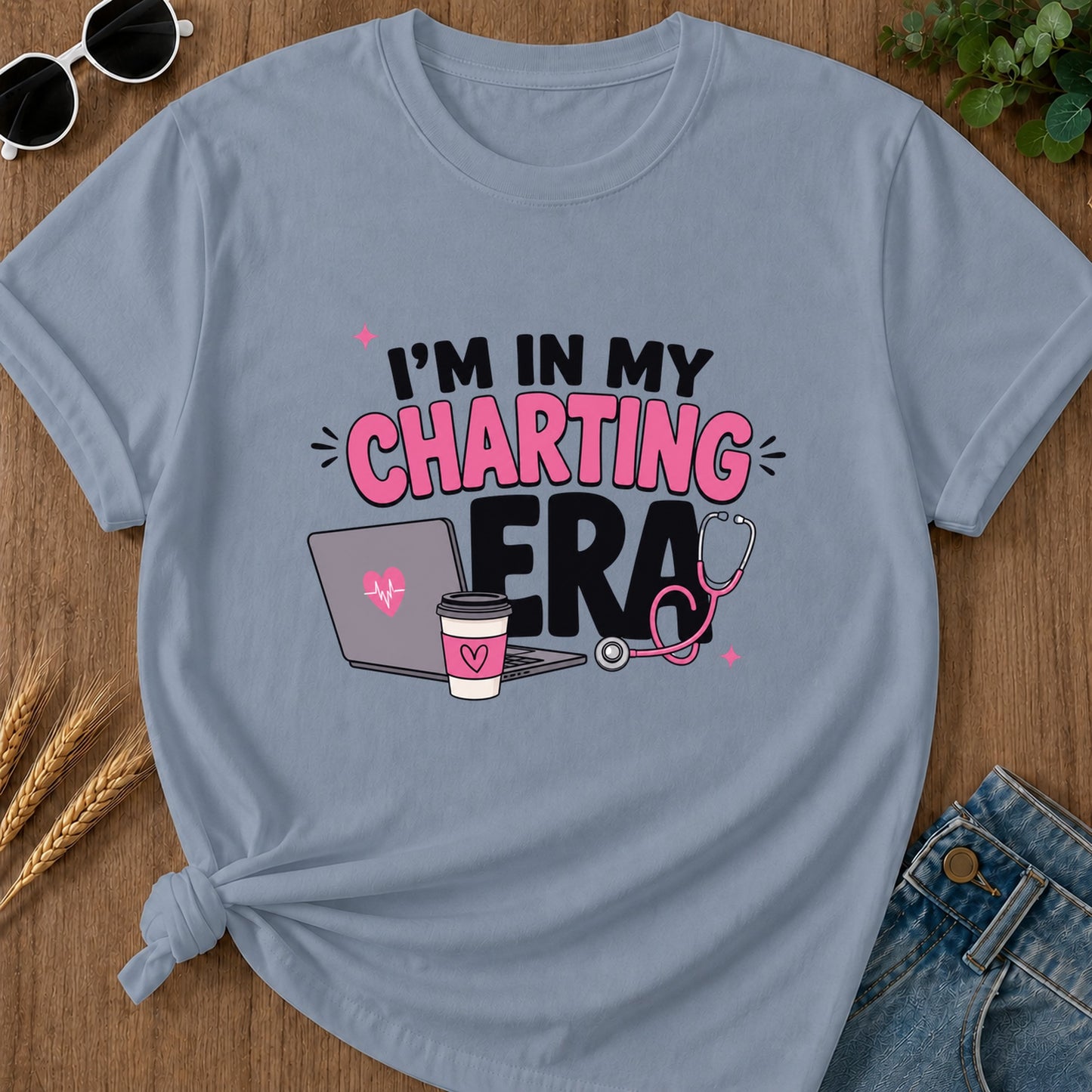 Charting Era T-Shirt - Blue Jean