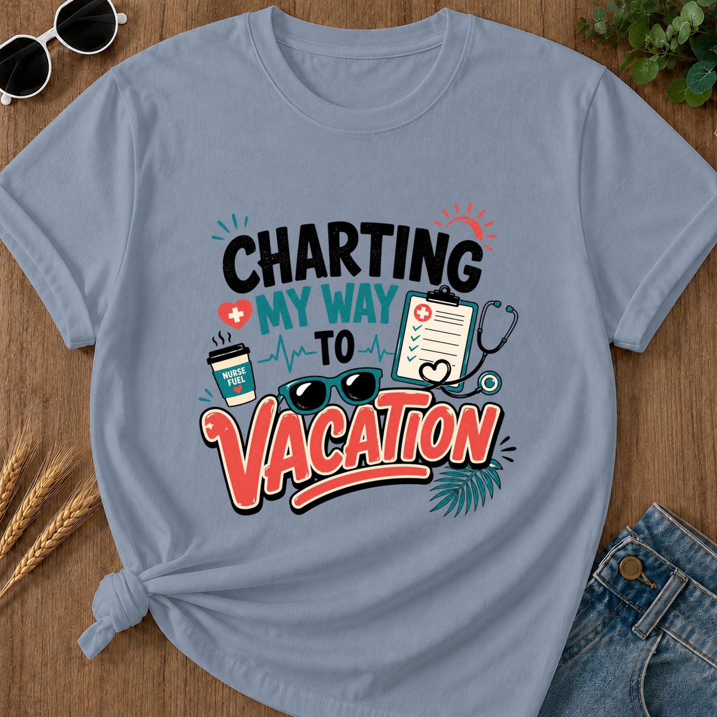 Charting My Way T-Shirt - Blue Jean