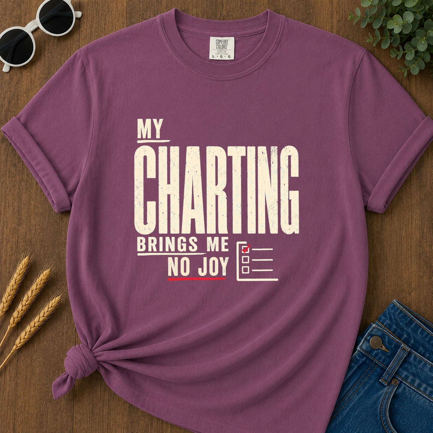 Charting No Joy T-Shirt - Berry