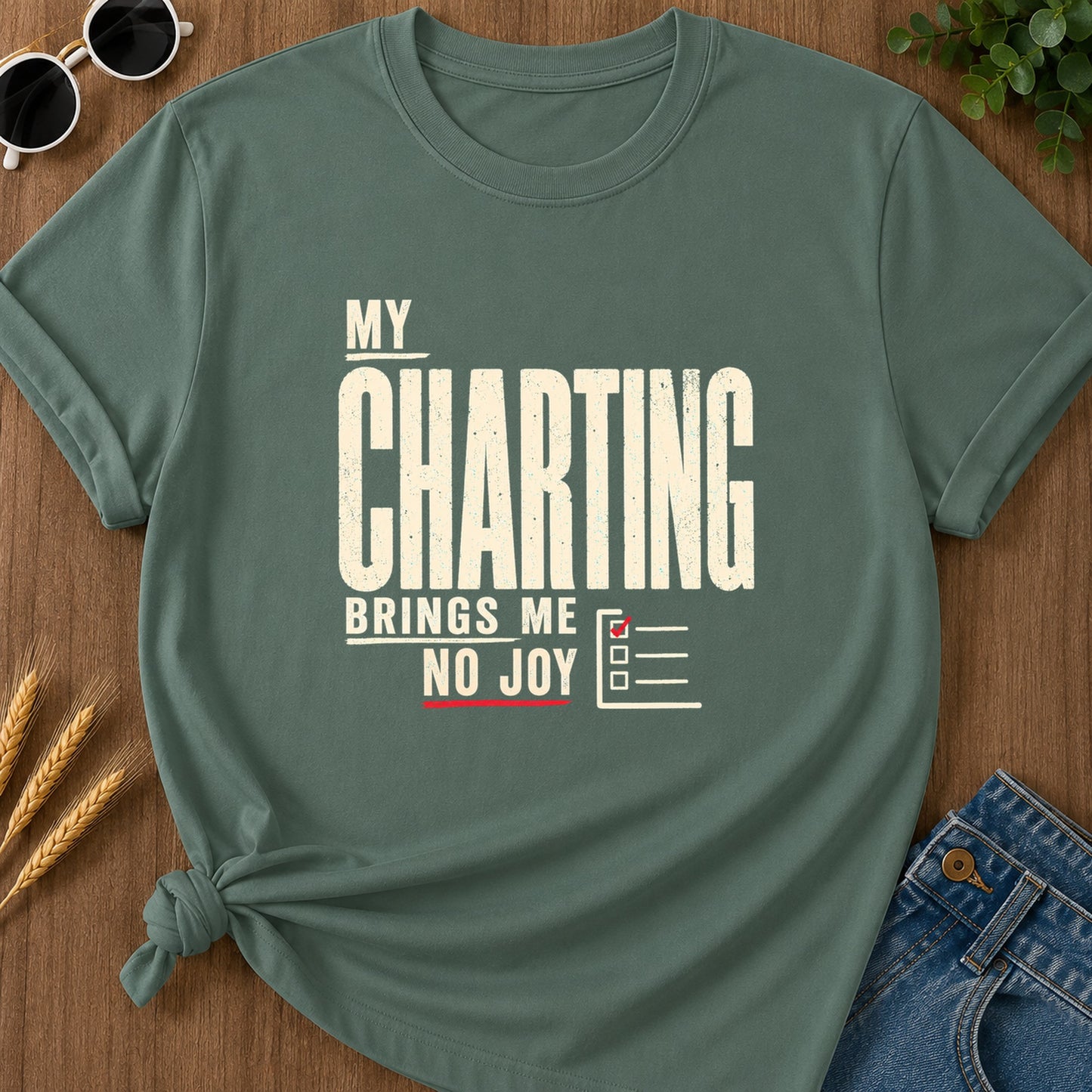 Charting No Joy T-Shirt - Blue Spruce