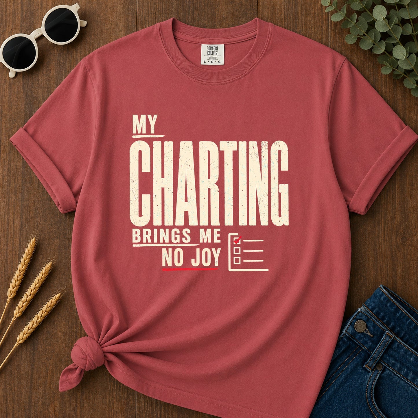 Charting No Joy T-Shirt - Crimson