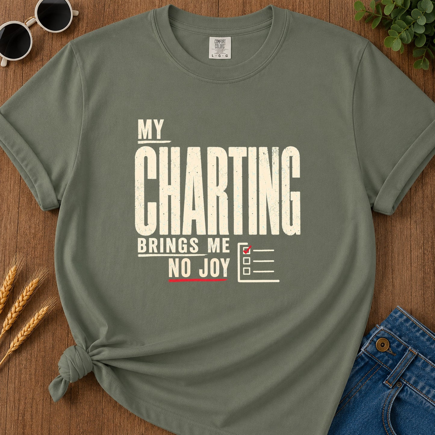 Charting No Joy T-Shirt - Moss