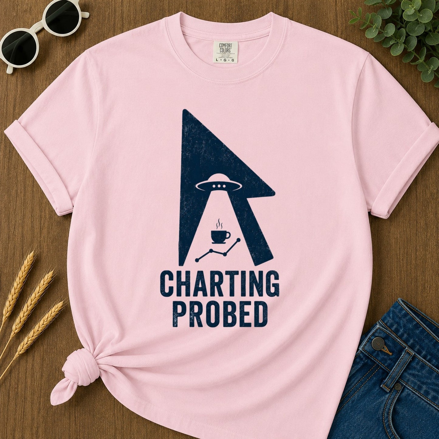 Charting Probed T-shirt - Blossom Mockup