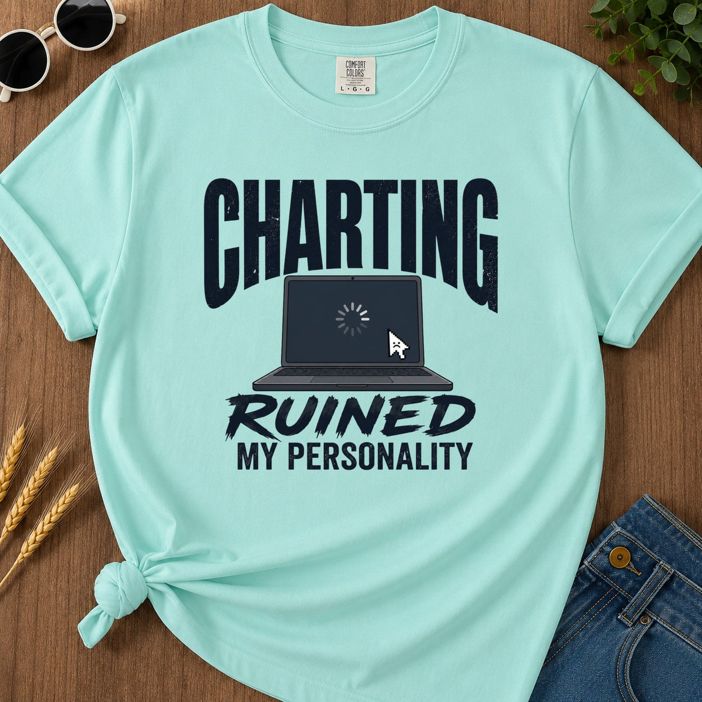 Charting Ruined Personality T-Shirt - Chalky Mint