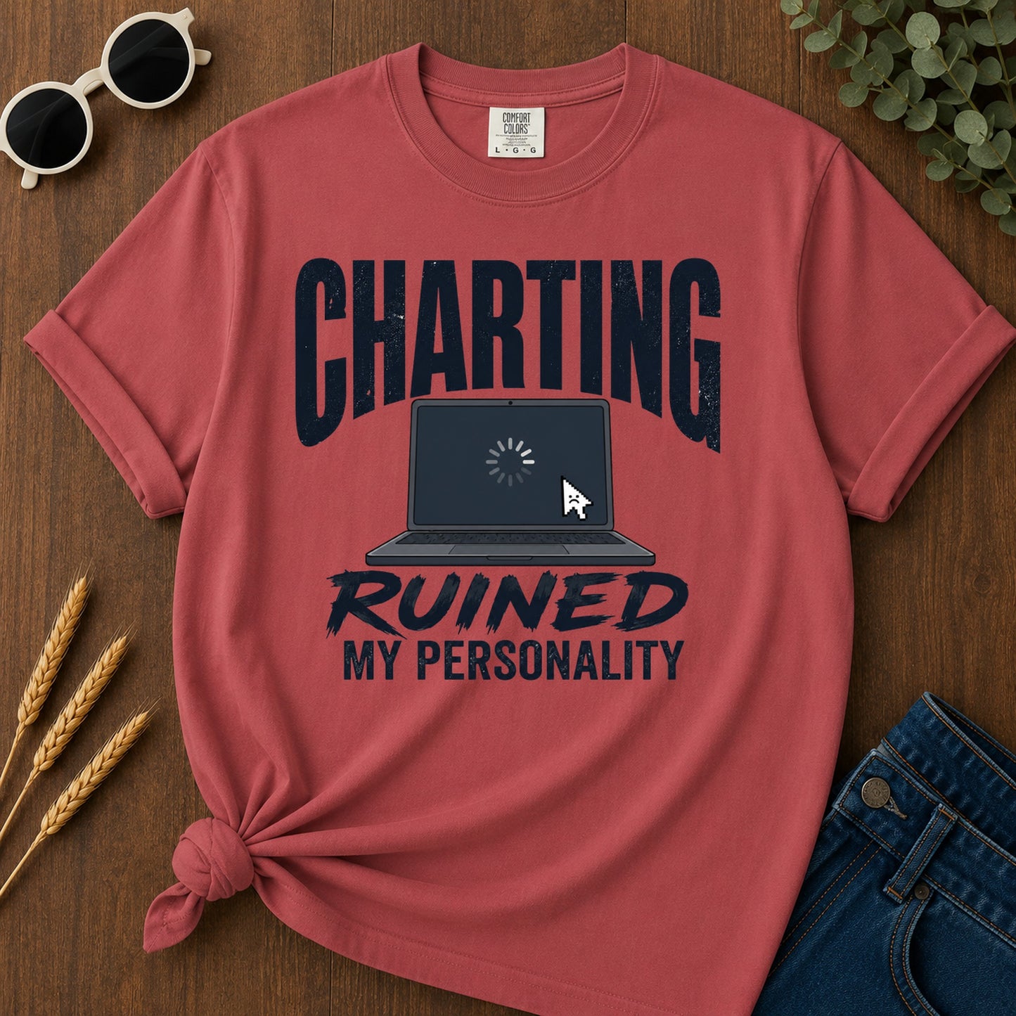 Charting Ruined Personality T-Shirt - Crimson