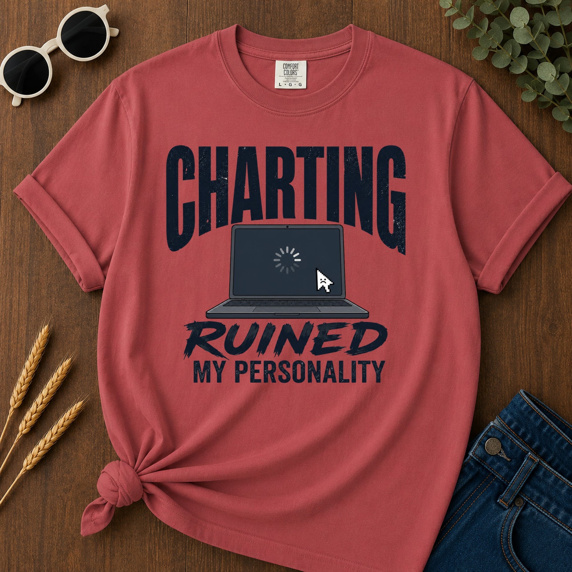 Charting Ruined Personality T-Shirt - Crimson