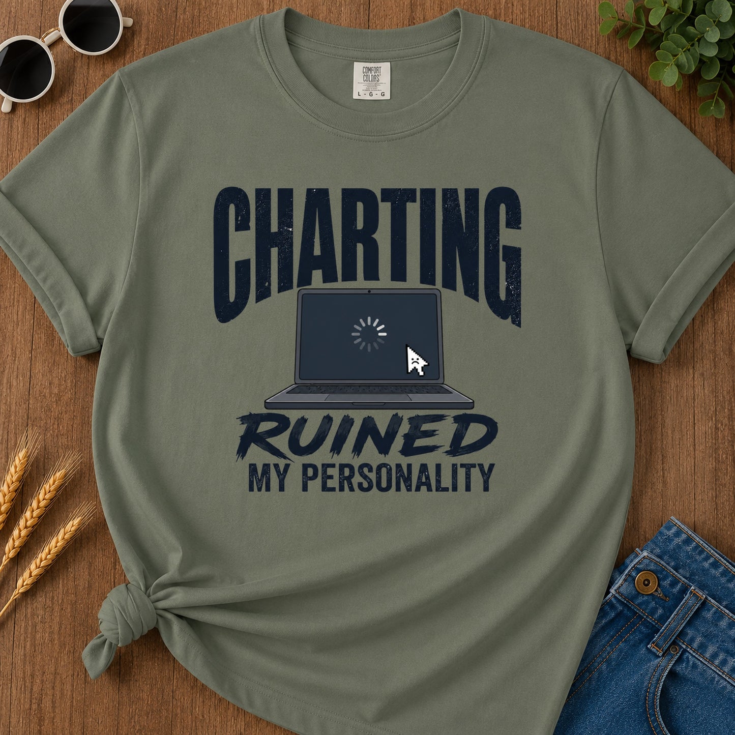 Charting Ruined Personality T-Shirt - Moss