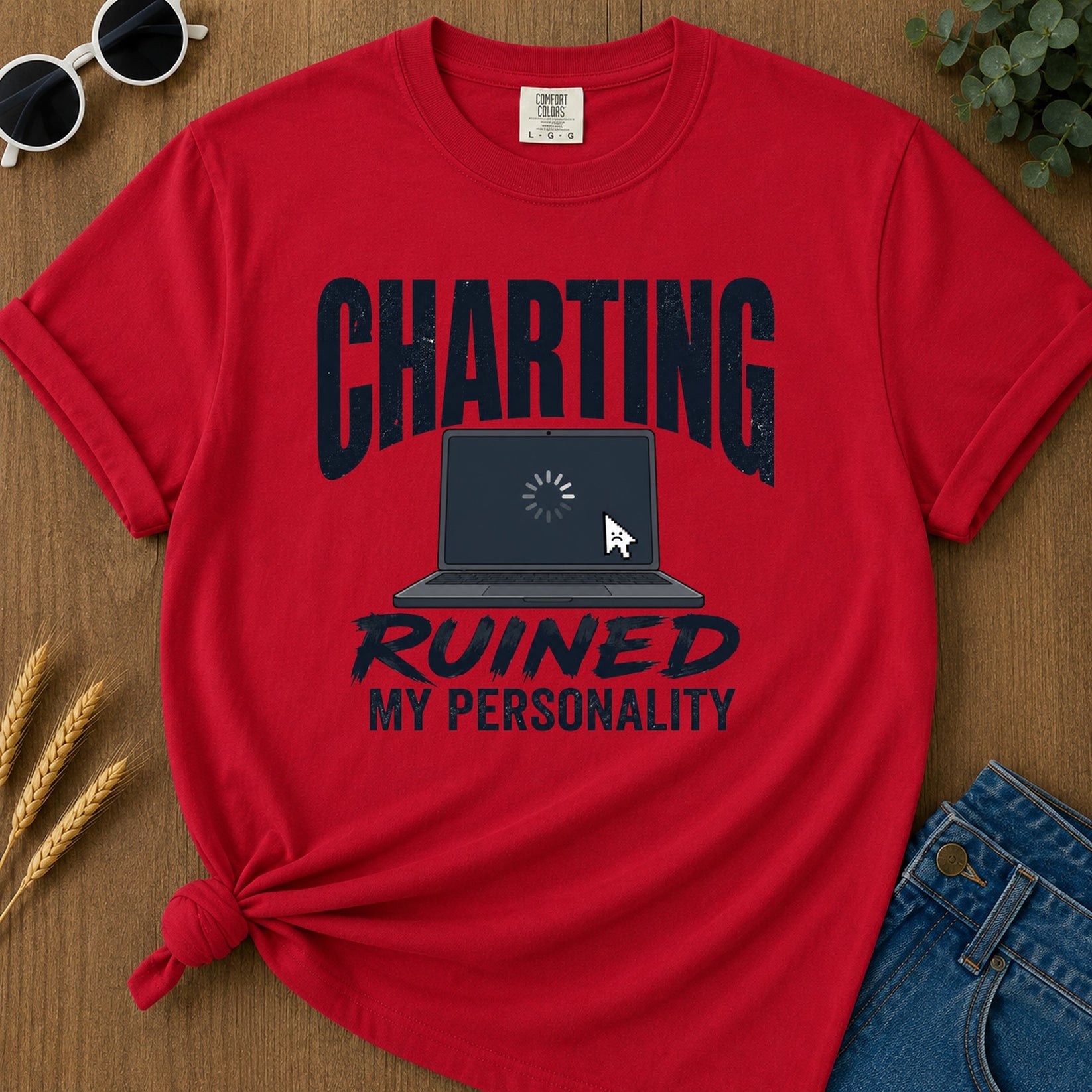 Charting Ruined Personality T-Shirt - Red