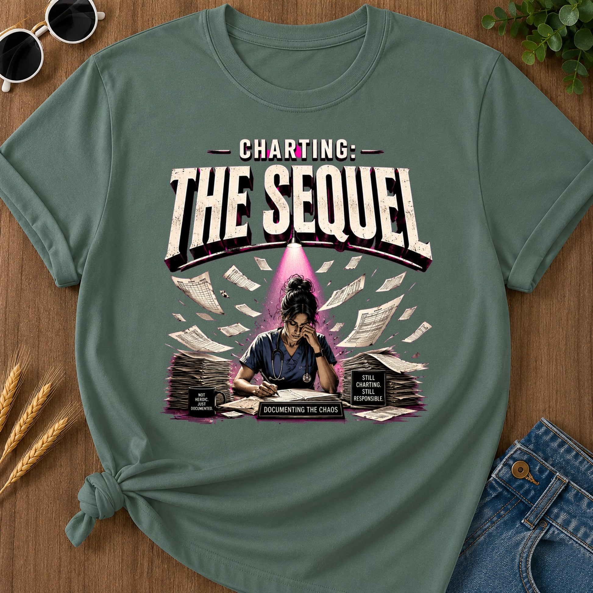 Charting The Sequel T-Shirt - Blue Spruce