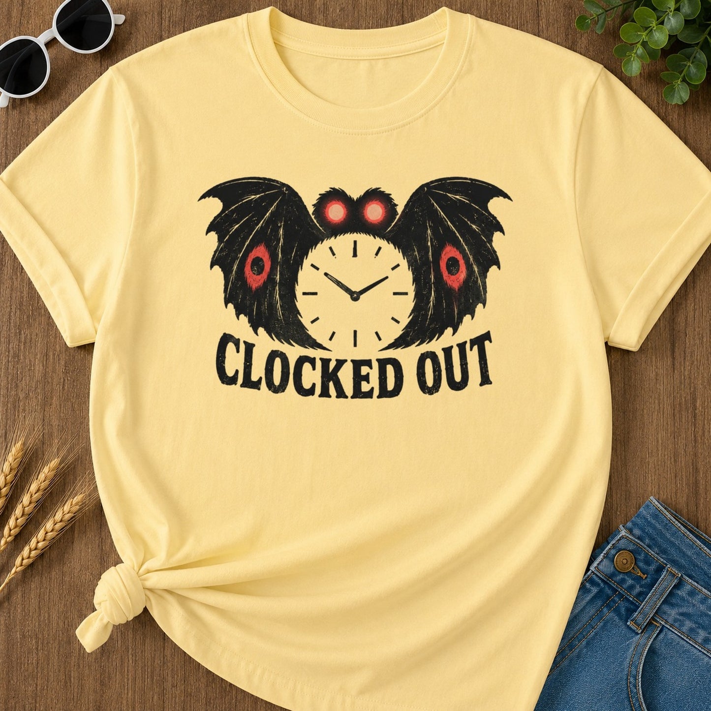 Clocked Out 2 T-shirt - Butter Mockup