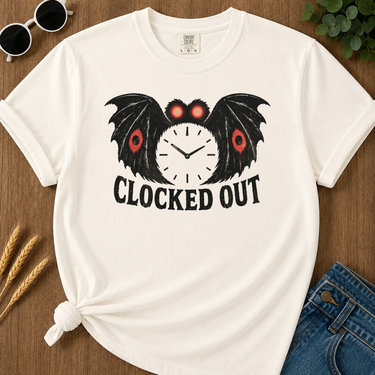 Clocked Out 2 T-shirt - Ivory Mockup