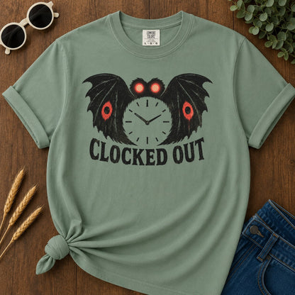 Clocked Out 2 T-shirt - Light Green Mockup