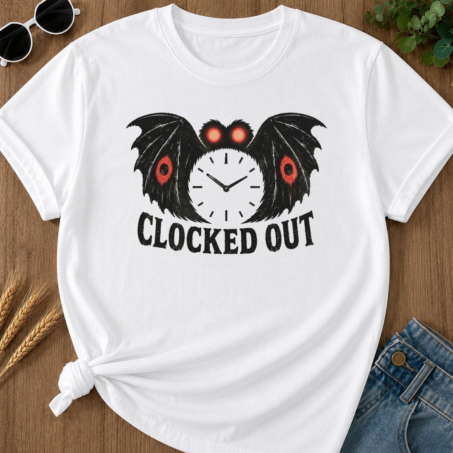 Clocked Out 2 T-shirt - White Mockup