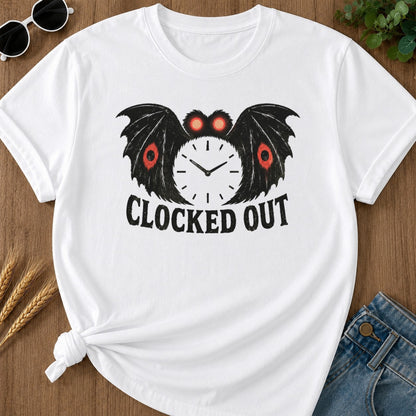 Clocked Out 2 T-shirt - White Mockup