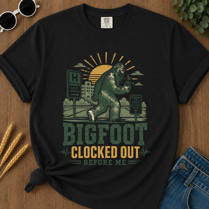 Clocked Out T-shirt - Black Mockup