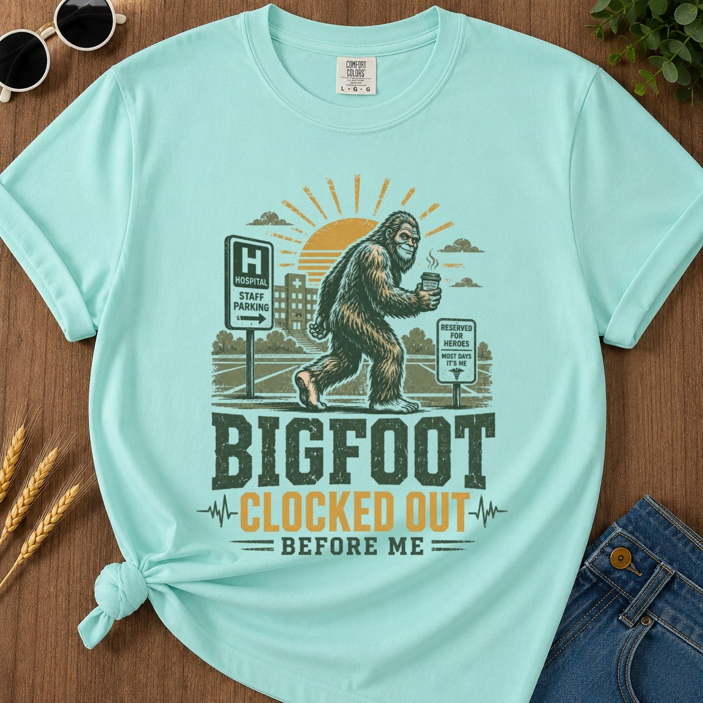 Clocked Out T-shirt - Chalky Mint Mockup