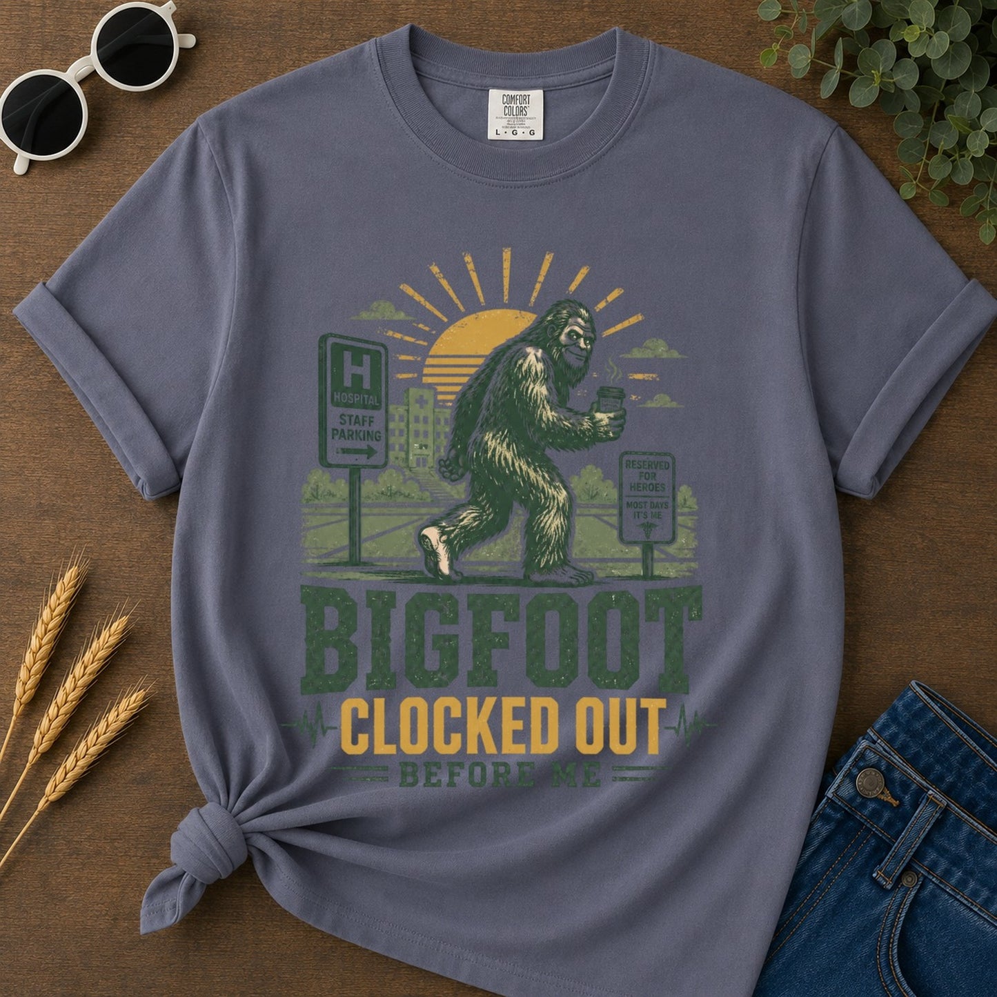 Clocked Out T-shirt - Navy Mockup