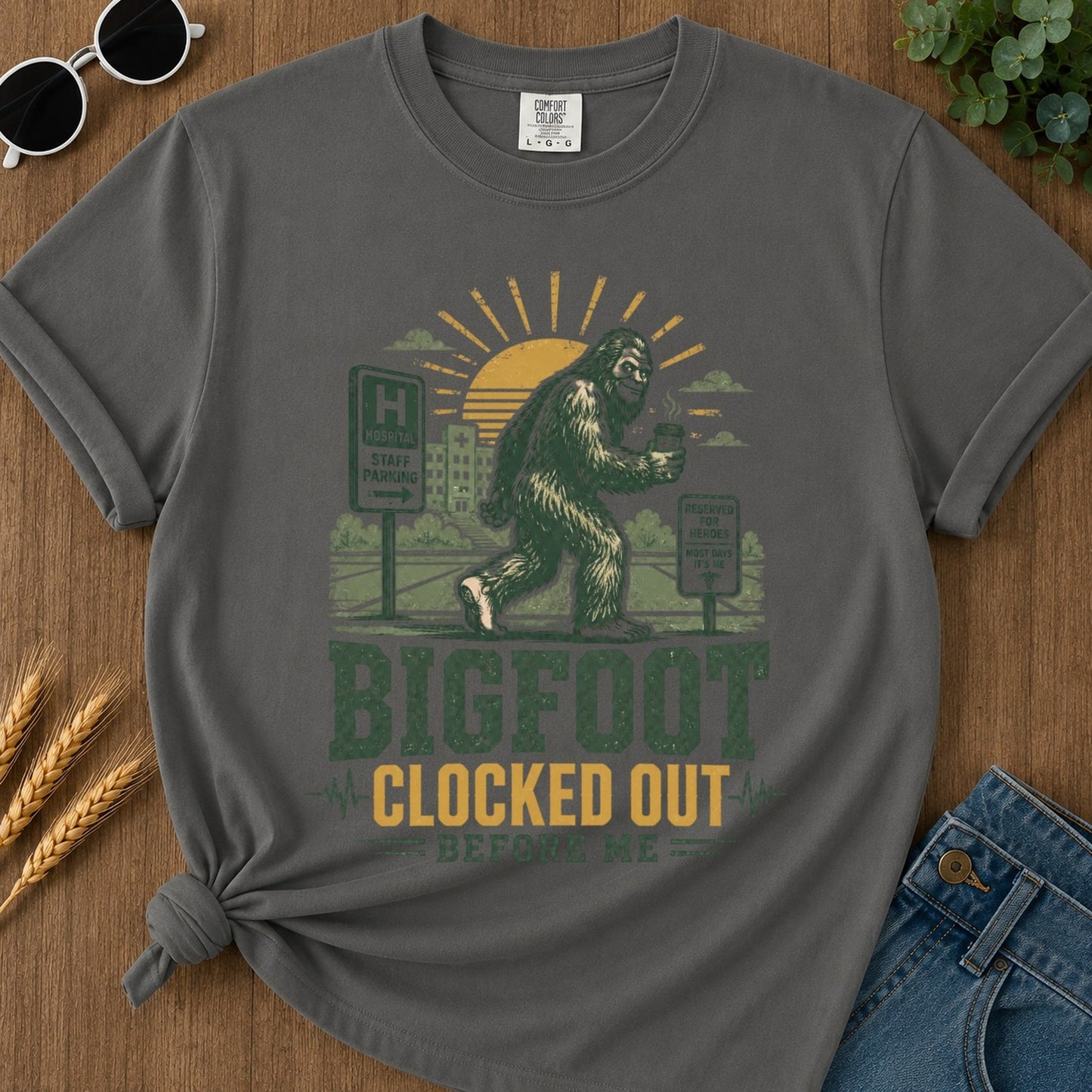 Clocked Out T-shirt - Pepper Mockup