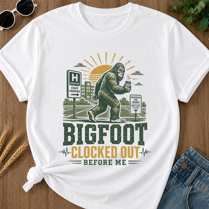 Clocked Out T-shirt - White Mockup